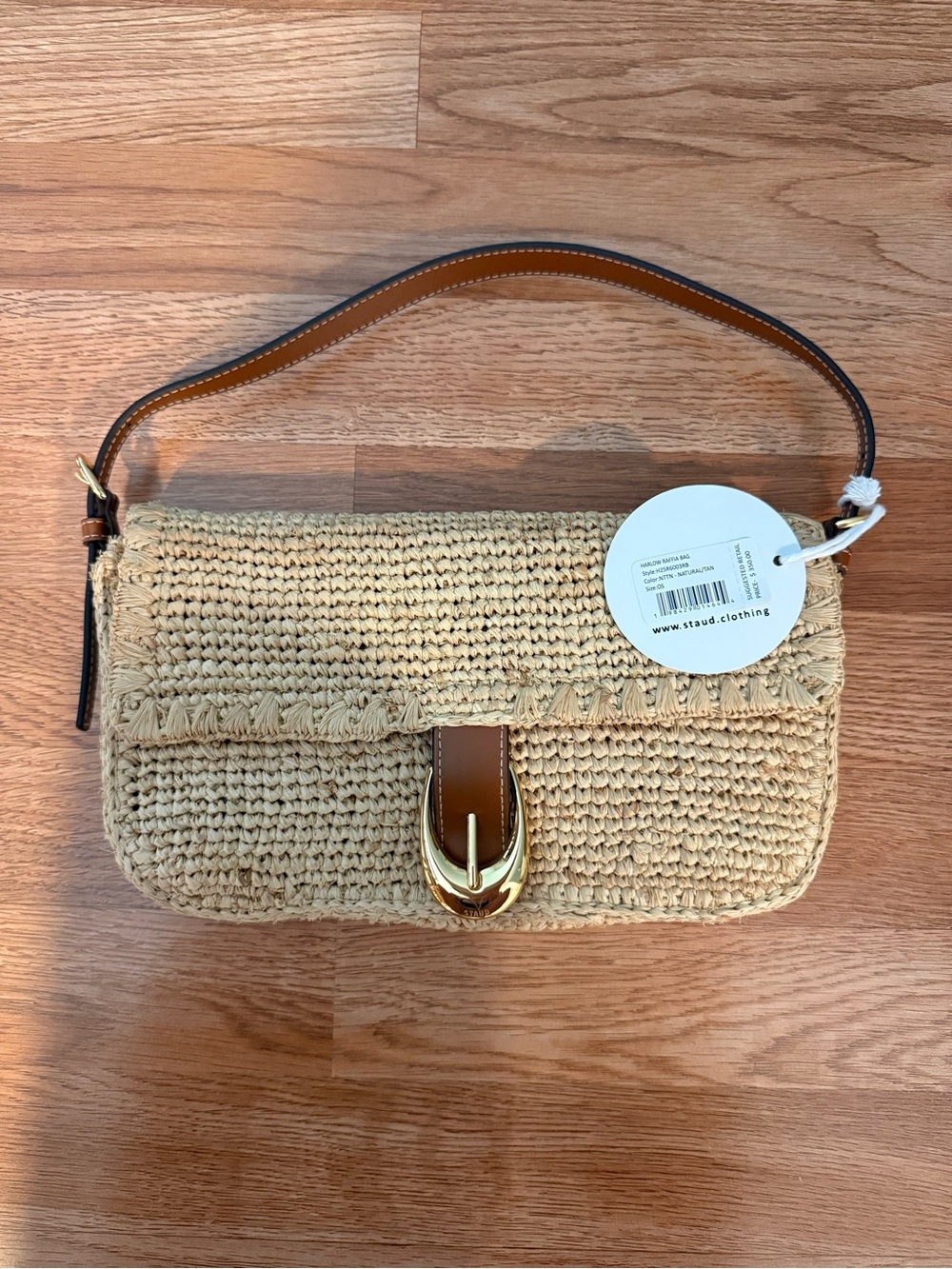 STAUD Harlow raffia shoulder bag NWT - Picture 4 of 4